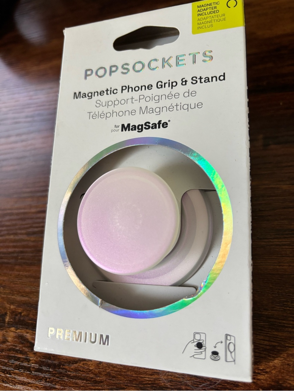 PopSockets MagSafe Magnetic Phone Grip Stand Opalescent Semi Clear Lilac